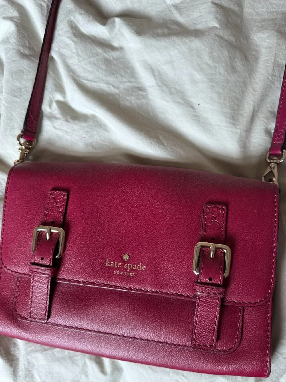 Kate Spade Crossbody Allen Street Neil Saddle Bag Pink Leather Adjustable Strap